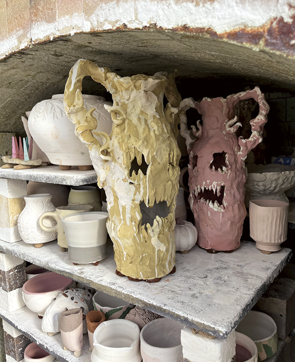 9 Soda kiln loaded with CIRCA resident work and featuring vases by Faye Hadfield, University of Iowa graduate student.