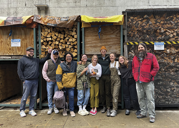 11 University of Iowa graduate students Patrick Ryan, Javier Espinosa Mómox, Shaun Mallonga, Kaitlin Smrcina, and Faye Hadfield with CIRCA residents Jocelyn Reid (University of Arkansas) and Casey Beck (University of Nebraska), and studio technician Benj Upchurch.