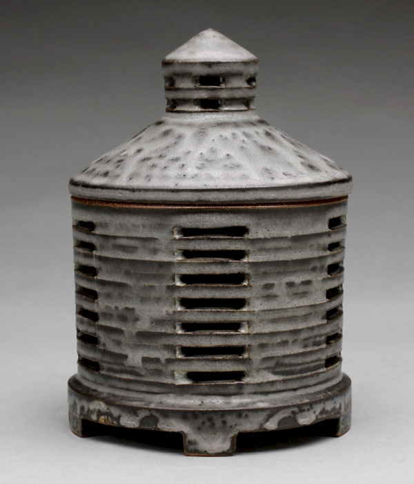 Garlic keeper, 6¼ in. (16 cm) in height, wheel-thrown and assembled stoneware, slip, glaze, fired to cone 9 in an electric kiln, 2023.