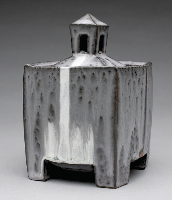 Box 2, 6½ in. (17 cm) in height, wheel-thrown and altered stoneware, slip, glaze, fired to cone 9 in an electric kiln, 2022.