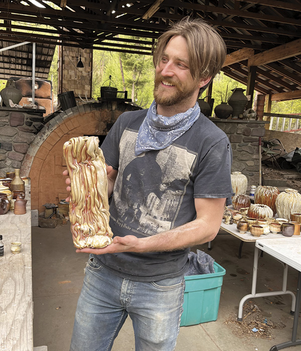 13 The Clay Studio of Missoula Wood Fire Resident Artist Grayson Fair with his work at the community anagama unloading. Photo: Courtesy of the Clay Studio of Missoula. Residency venue: The Clay Studio of Missoula, Missoula, Montana.