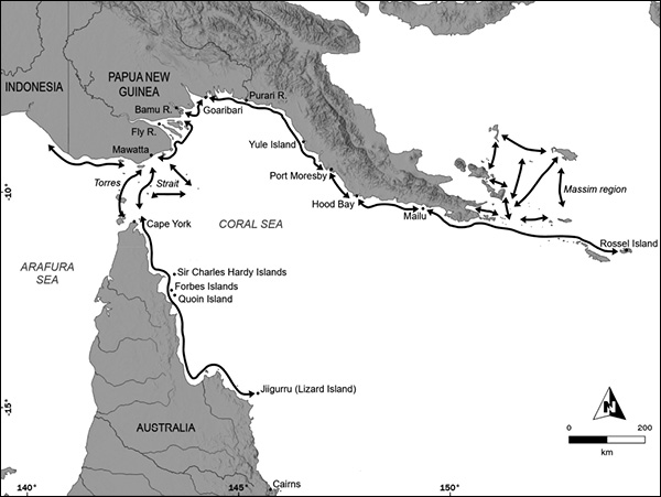 3 Connections across the Coral Sea cultural interaction sphere. Photo: Ulm et al., Quaternary Science Reviews (CC BY 4.0).