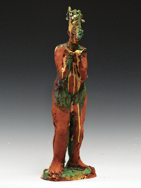 2 Susannah Israel’s Beekeeper, 21 1/2 in. (54.6 cm) in height, glazed terra cotta, fired in oxidation to cone 3, 2023.