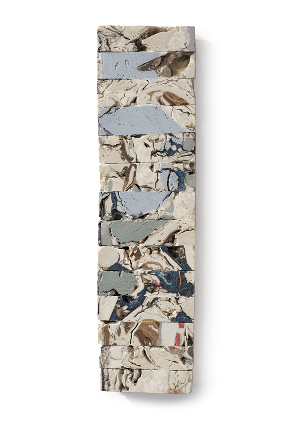 2 Lauren Mayer’s Areolate, 11 in. (27.9 cm) in height, porcelain, glaze, material castoffs from in-progress work, fired in oxidation to cone 10, 2023.