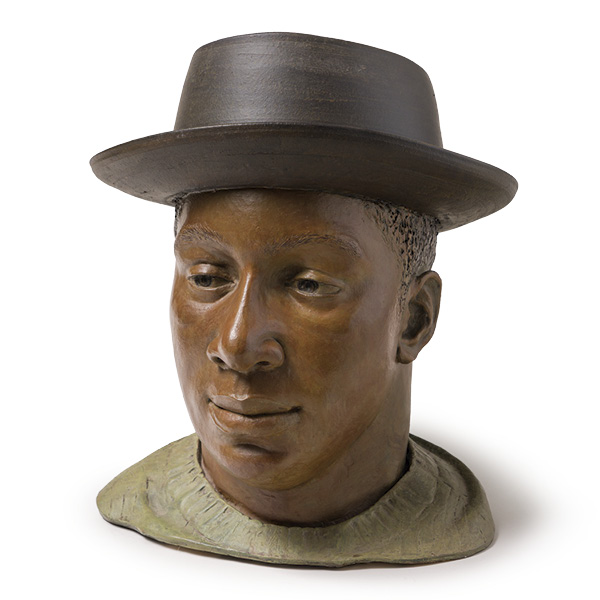 2 Syd Carpenter’s Frank Portrait, 15 in. (38.1 cm) in height, clay, watercolor, 2007. Photo: Jack Ramsdale.