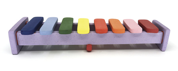 5 Chris Alveshere's Xylophone tray, 111/4 in. (28.6 cm) in length, colored porcelain, fired to cone 9, 2024.