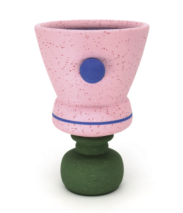 8 Chris Alveshere's Pink Speckle Cocktail Cup, 5¾ in. (14.6 cm) in height, colored porcelain, handmade grog, fired to cone 9, 2025.