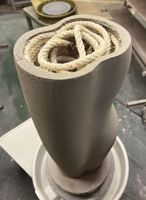 8 Allow the piece to stiffen before removing the rope.