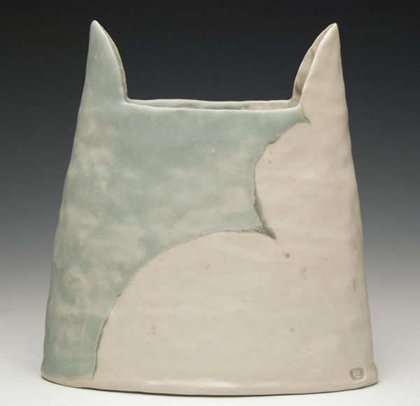 5 Emily Schroeder Willis’ vase, 9 in. (23 cm) in height, handbuilt cone-6 porcelain, Sister Patty’s Satin Matte glaze (creamy white glaze), fired to cone 6 in an electric kiln, 2014.