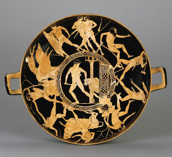 1 Cup with the Deeds of Theseus, attributed to the Codrus Painter, terra cotta, 440–430 BCE. The British Museum, London, 1859,0302.2. Photo: The Trustees of the British Museum.