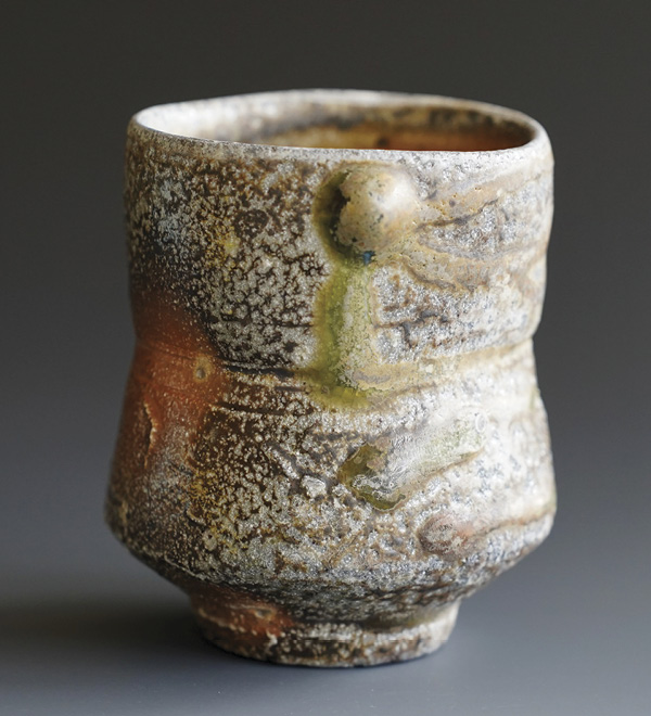 3 Yunomi, 3¾ in. (9.5 cm) in height, porcelaneous stoneware, wood fired.