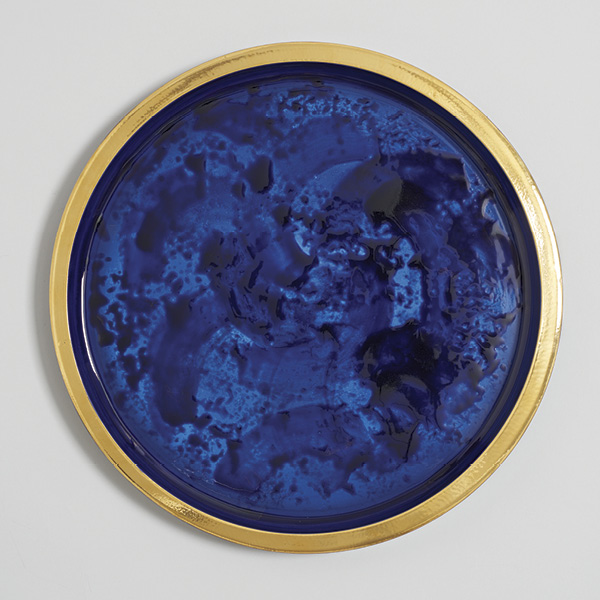 3 Porthole, 15¾ in. (40 cm) in diameter, thrown porcelain, 10% gold luster. Photo: Jonathan Bassett.