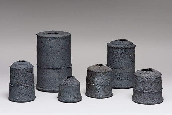 11 Basalt, various measurements, wheel-thrown black clay, fired in reduction to 2336°F (1280°C). Photo: Jonathan Bassett.