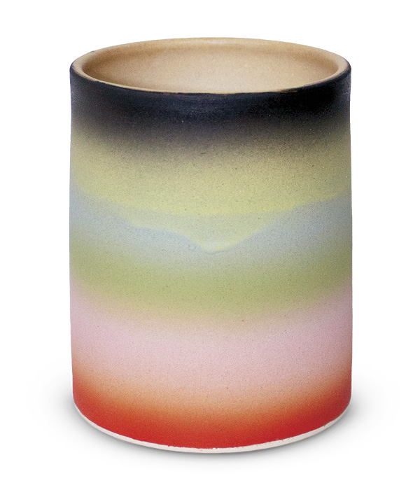1 NonPorous Ceramics' Hazy Stripe Cup, wheel-thrown and airbrushed ceramic.