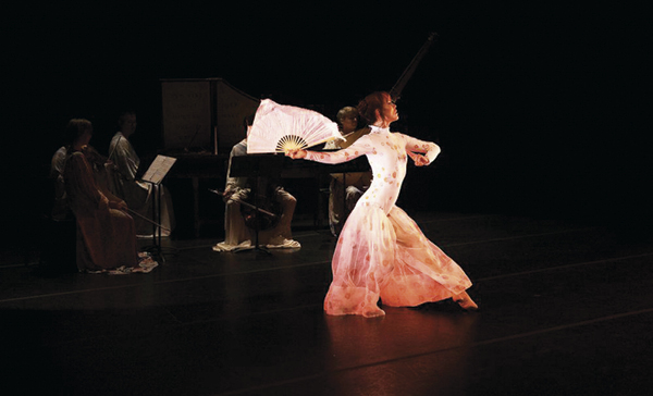 Dancer Karina Eimon takes part in a performance of “Ballet des Porcelaines” at the MIT Center for Art, Science & Technology. Photo: Sham Sthankiya, MIT.