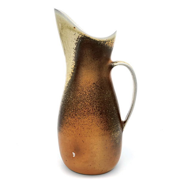 3 Corrinn Jusell’s wood-fired pitcher, 7 in. (18 cm) in height, wheel-thrown and wood-fired stoneware, 2022.
