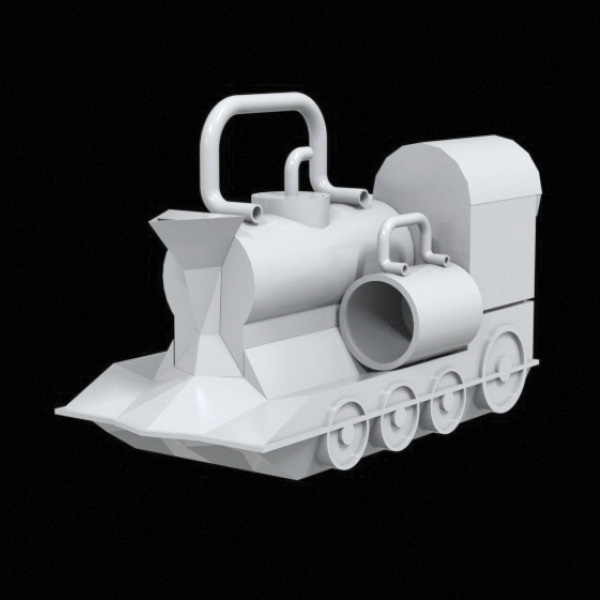 6 Yuriy Musatov’s Tea Express, 16 in. (40 cm) in length, porcelain, stoneware, faience, plaster molds, 2022.