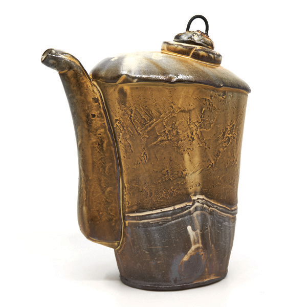 2 Heather Lepp’s Confluence Oil Pourer, 5½ in. (14 cm) in height, low soda-fired earthenware, 2026.