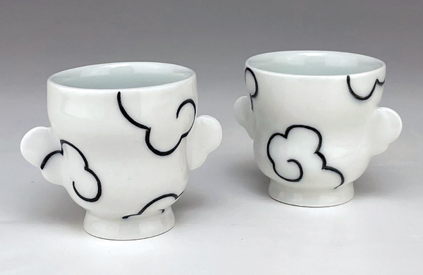 1 Sam Chung’s Cloud Ear Cups, porcelain, china paint, 2025.