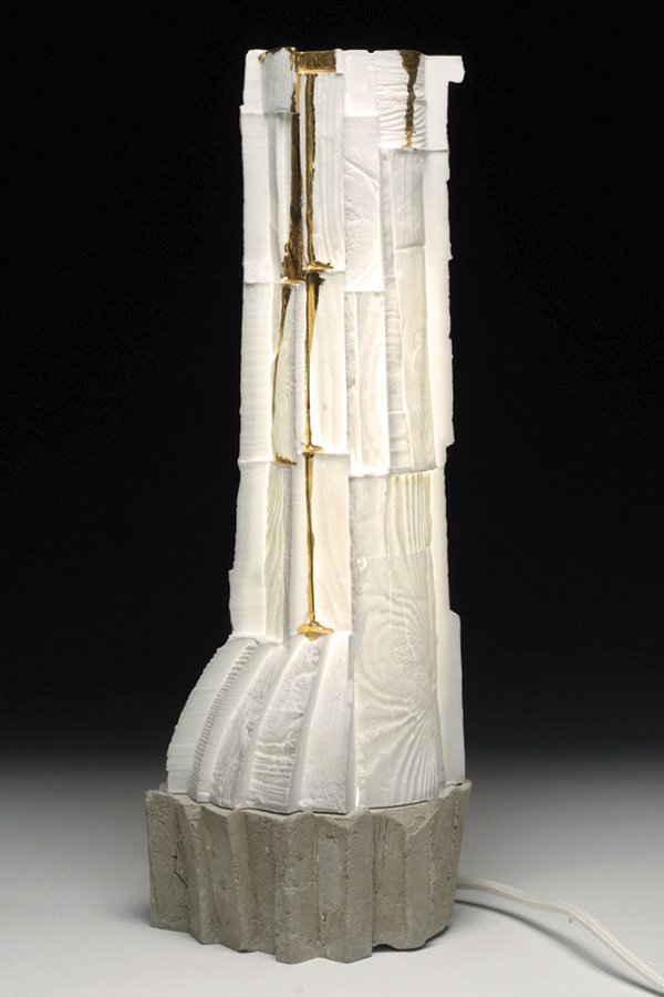 5 Bryan Hopkins’ lamp (view 1 with lamp on), porcelain, 2025.