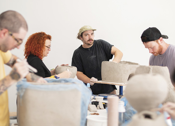 3 Austin Coudriet teaching his Ceramic Furniture Masterclass at Sculpture Space NYC, 2024. Photo: Ken Westrick.