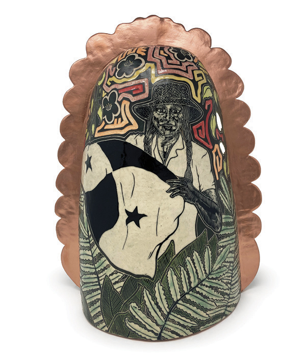 1 Kimberly LaVonne's Panamá Sin Minería, 17 in. (43.2 cm) in height, ceramic, fired to cone 6, 2025.