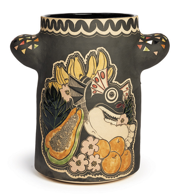 5 Kimberly LaVonne's Still Life (front), 12¼ in. (31.1 cm) in height, ceramic, fired to cone 6, 2022. Photo: Erik Henderson.