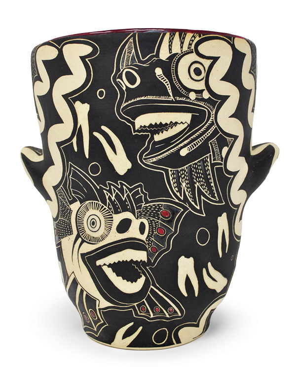 7 Kimberly LaVonne's Diablicos Sucios, 8½ in. (21.6 cm) in height, ceramic, fired to cone 6, 2022.