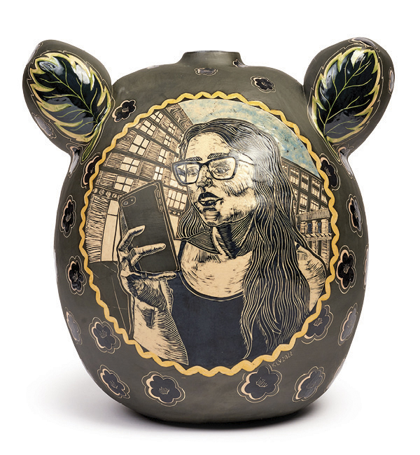 9 Kimberly LaVonne's The Bridge (front), 17 in. (43.2 cm) in height, ceramic, fired to cone 6, 2022. Photo: Erik Henderson.
