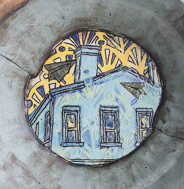 1 Autumn McKay’s small plate, 5 in. (12.7 cm) in diameter, mid-range clay, terra sigillata, Semi-Glossy Clear glaze, fired to cone 5.