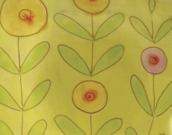 2 Kristin Pavelka’s Scalloped Plate (detail), to 8 in. (20 cm) in diameter, earthenware, Satin Base glaze, fired to cone 04, 2014.