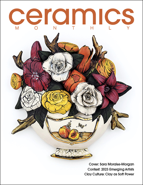 May 2023 Ceramics Monthly front cover; Cover Artist: Sara Morales-Morgan