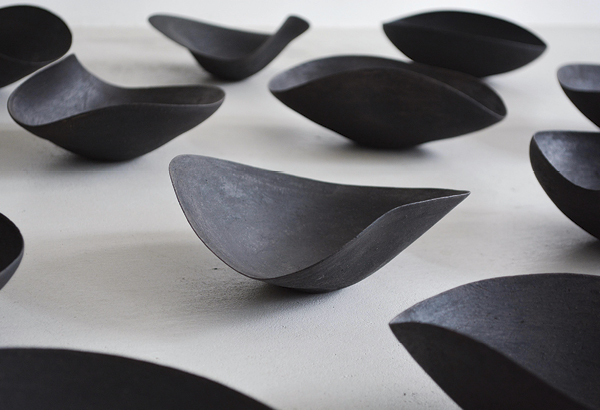 2 Koichi Onozawa’s Organic Bowls, 6 in (15 cm) in width (each), stoneware, urushi.