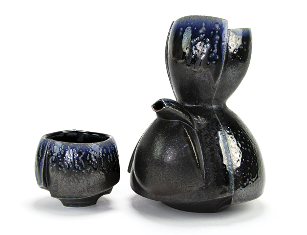4 Olivia Tani’s Pouring Pot & Cup, to 8 in. (20 cm) in height, wheel-thrown stoneware, fired to cone 10 in a soda kiln, 2022.