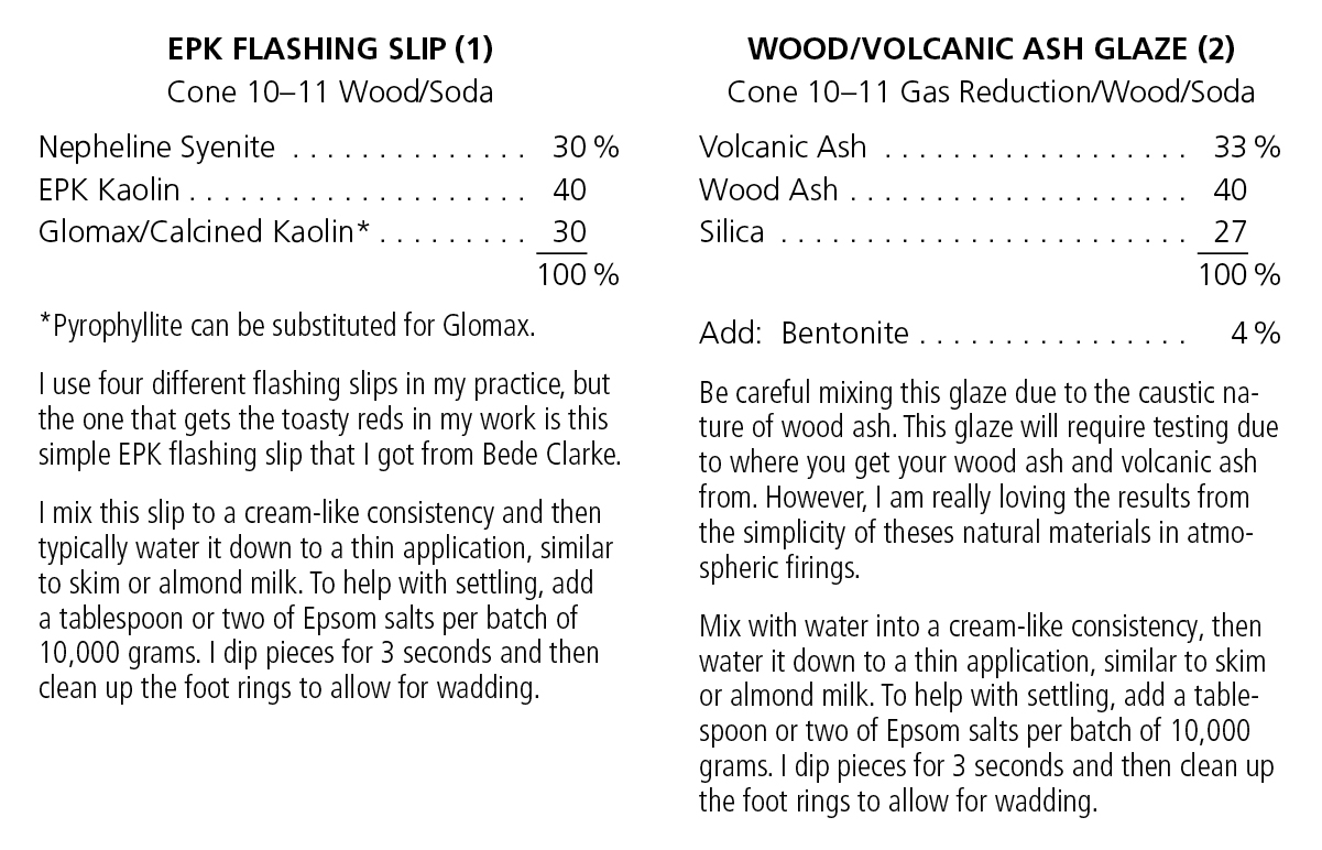 Recipes: EPK Flashing Slip and Wood/Volcanic Ash Glaze