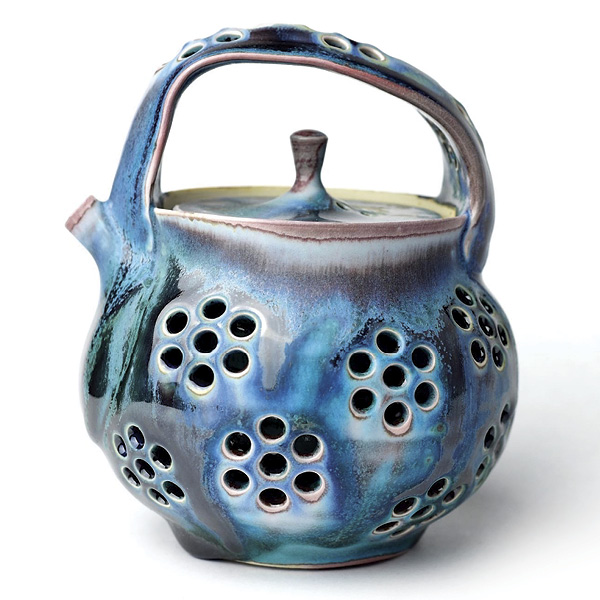 2 Double Walled Glacial Teapot, 5½ in. (14 cm) in height, porcelain, soda fired to cone 10, 2022.