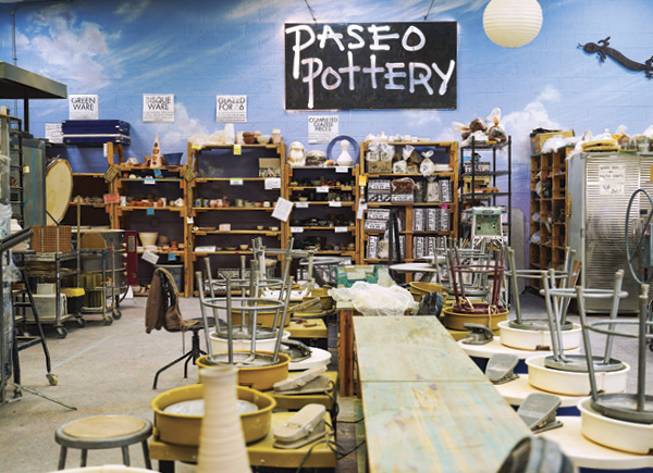 1 Paseo Pottery’s studio during a rare quiet moment between classes.