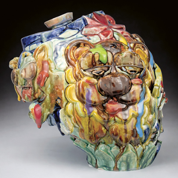 1 Huey Lee's My Guardian! My Hero, 15 in. (38.1 cm) in height, stoneware, multiple firings, fired in oxidation to cone 5, 2025.