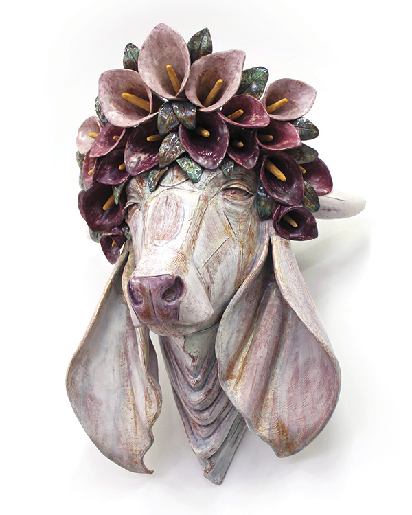 1 Shelsea Dodd's Hera’s Revenge, 32 in. (81.3 cm) in height, earthenware, terra sigillata, underglaze, oxides, glaze, fired to cone 04 in an electric kiln, 2020.