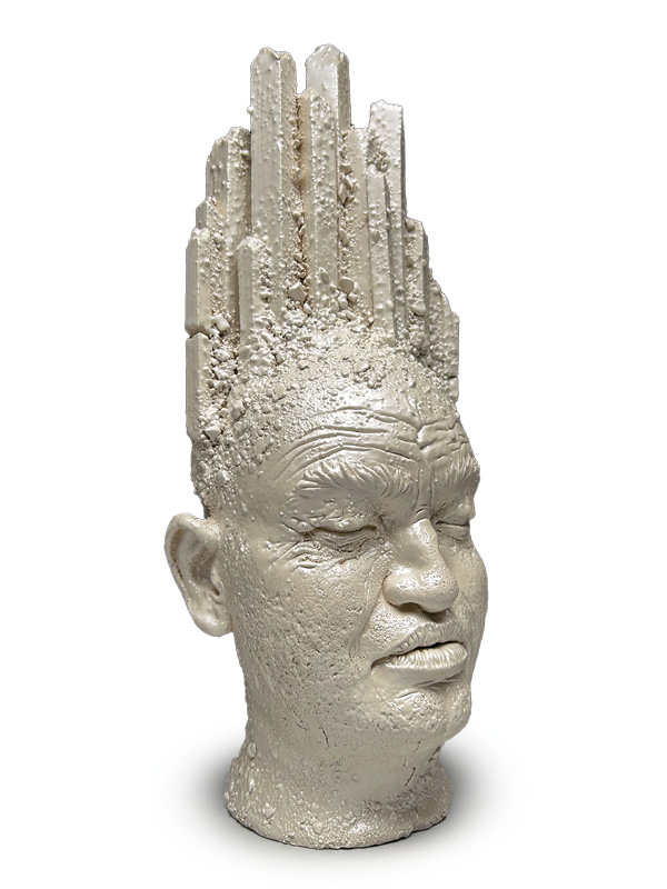 3 Kelsey Duncan’s Monolite, 21 in. (53.3 cm) in height, coil-built stoneware, underglaze, glaze, luster, fired in oxidation, 2026.