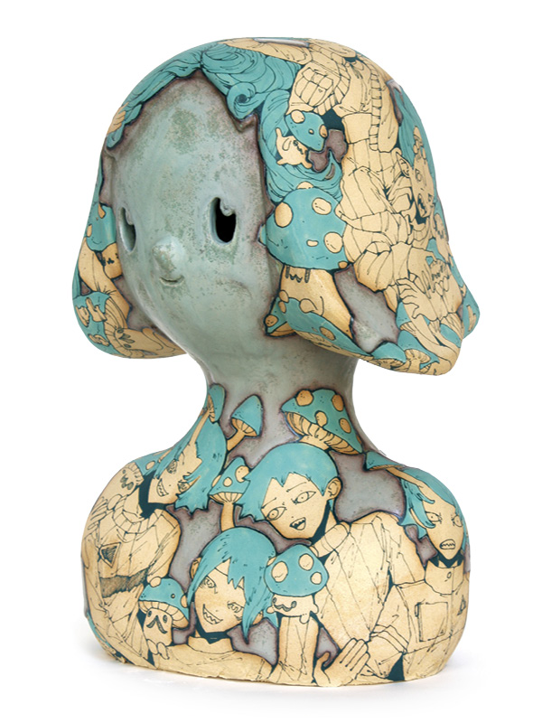 6 Matthew Skelly’s Mushroom Bust, 14 in. (35.5 cm) in height, handbuilt stoneware, 2024.