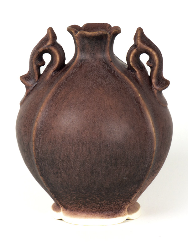 3 Chance Taylor’s vase, 7 in. (17.8 cm) in height, porcelain, Heino Poison Orchid, fired in oxidation to cone 7, 2025.