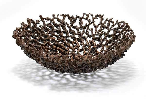 5 Minah Kim’s Regurgitation (basket), 20 in. (51 cm) in length, stoneware, 2023. Photo: John Carlano.