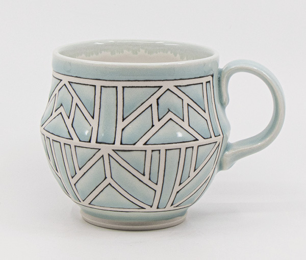 5 Bethany Slater’s Jewel Mug in Celadon, 3¾ in. (10 cm) in width, porcelain, underglaze, glaze.
