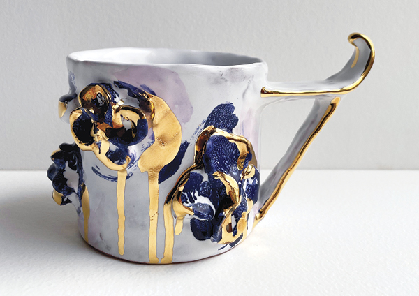 5 Fruit Cup, 3¼ in. (8 cm) in width, ceramic, gold luster, 2022.
