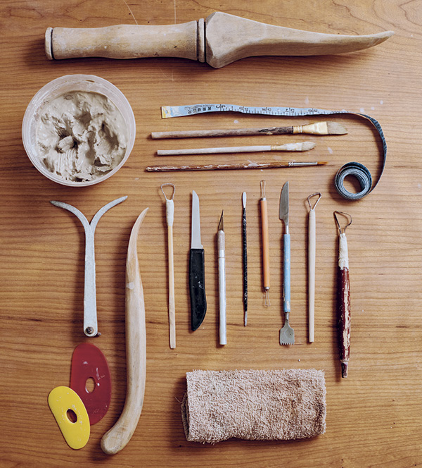 The artist’s sculpting tools. Photo: Jack Sorokin.