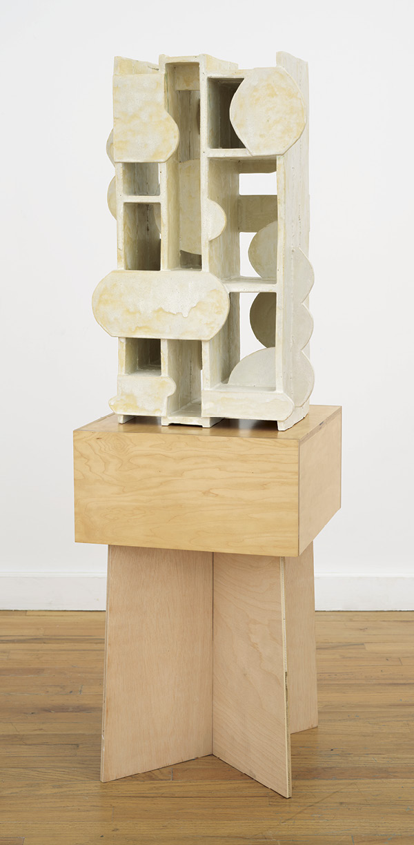 David East’s Neue Cairn, 3 ft. 8 in. (1.1 m) in height, ceramic, plywood, 2018.