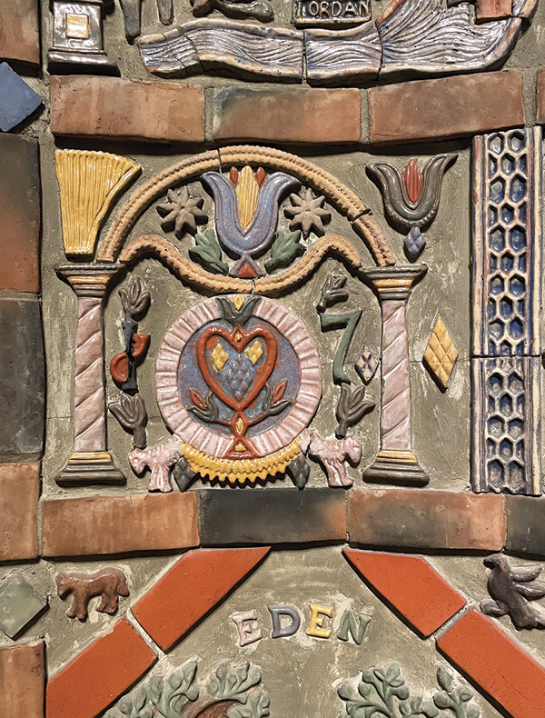 6 Historic narrative relief brocade tiles designed by the Moravian Pottery and Tile Works. Photo: The Tileworks of Bucks County.