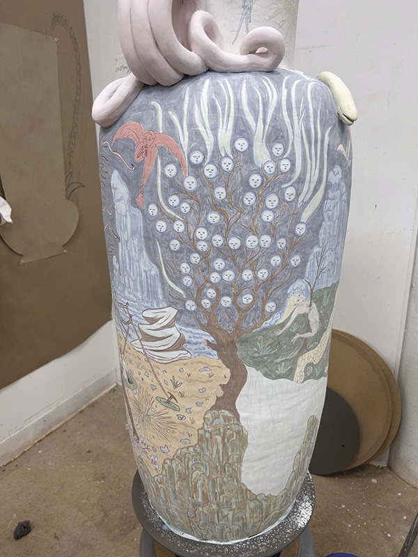 6 Here, the first layer of color is almost complete.