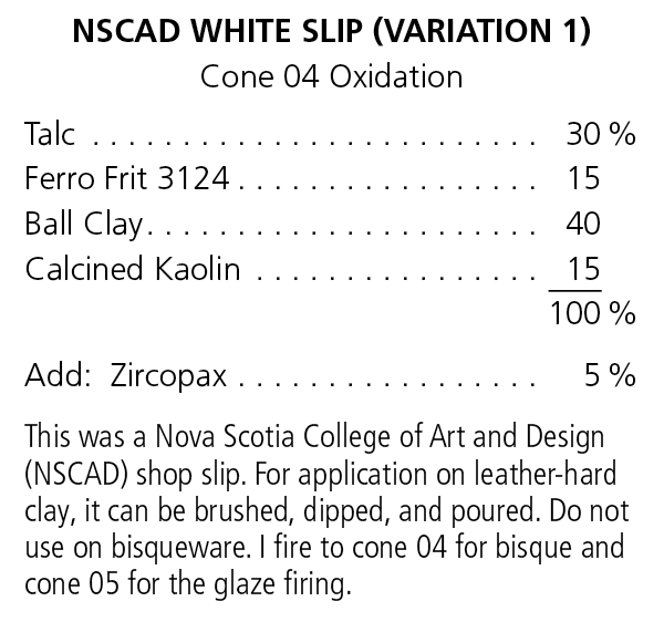 NSCAD White Slip (Variation 1) recipe